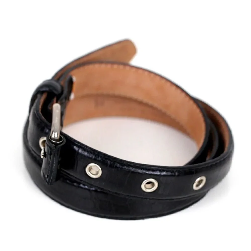 Talbots CROCO EMBOSSED BLACK GENUINE LEATHER 3/4